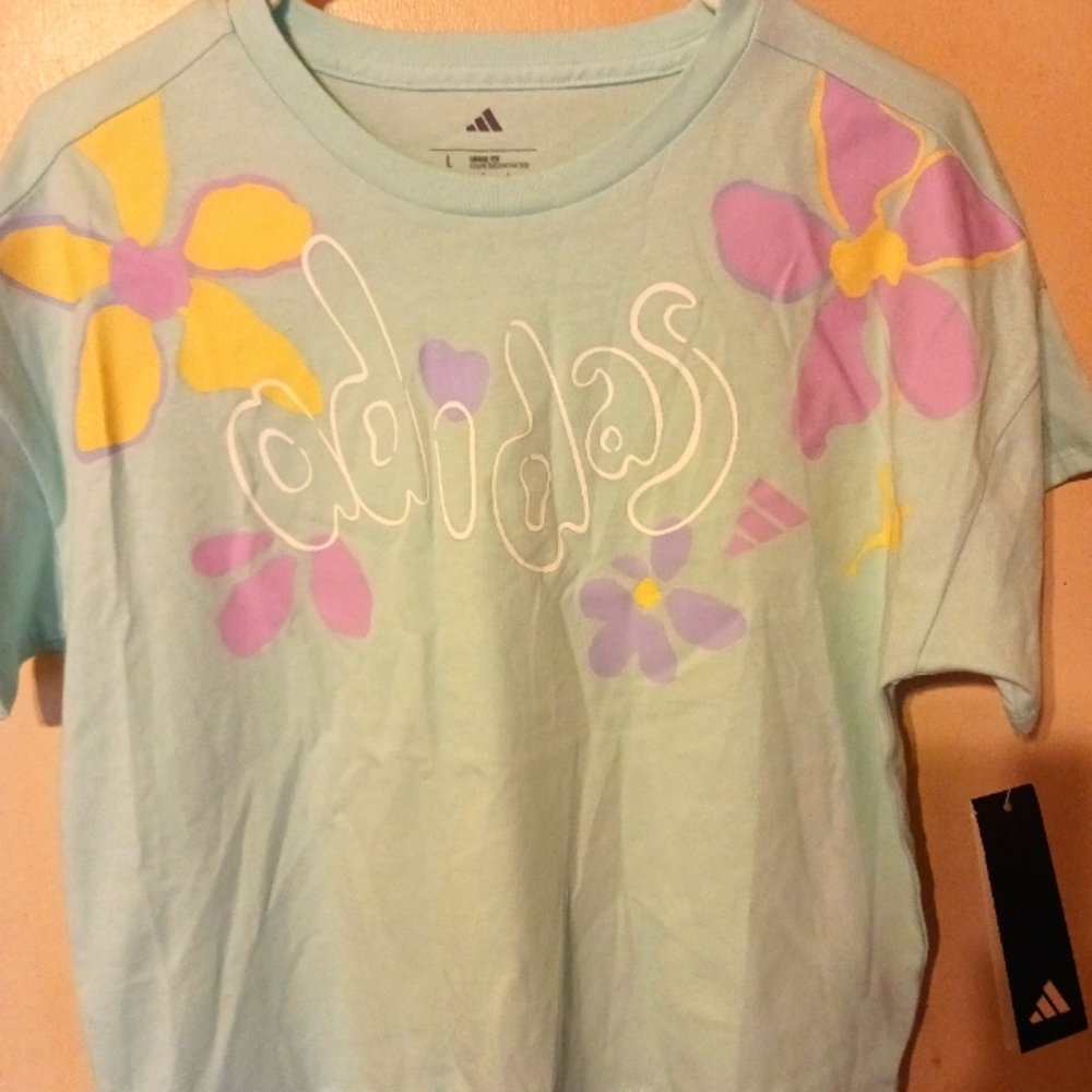 Adidas L Girls Drop Shoulder Tee Aqua